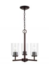 Generation Lighting Seagull 31170-710 - Oslo indoor dimmable 3-light chandelier in a bronze finish with a clear seeded glass shade