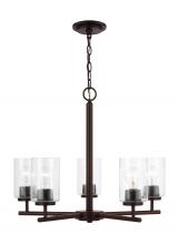 Generation Lighting Seagull 31171-710 - Oslo indoor dimmable 5-light chandelier in a bronze finish with a clear seeded glass shade