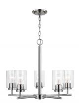 Generation Lighting Seagull 31171-962 - Oslo indoor dimmable 5-light chandelier in a brushed nickel finish with a clear seeded glass shade