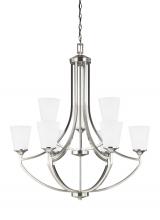 Generation Lighting Seagull 3124509-962 - Hanford traditional 9-light indoor dimmable ceiling chandelier pendant light in brushed nickel silve