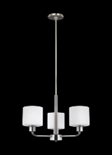 Generation Lighting Seagull 3128803-962 - Canfield modern 3-light indoor dimmable ceiling chandelier pendant light in brushed nickel silver fi