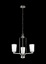 Generation Lighting Seagull 3128903-962 - Franport transitional 3-light indoor dimmable ceiling chandelier pendant light in brushed nickel sil