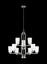 Generation Lighting Seagull 3128909-962 - Franport transitional 9-light indoor dimmable ceiling chandelier pendant light in brushed nickel sil