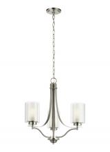 Generation Lighting Seagull 3137303-962 - Elmwood Park traditional 3-light indoor dimmable ceiling chandelier pendant light in brushed nickel