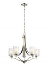 Generation Lighting Seagull 3137305-962 - Elmwood Park traditional 5-light indoor dimmable ceiling chandelier pendant light in brushed nickel