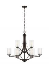 Generation Lighting Seagull 3137309-710 - Elmwood Park traditional 9-light indoor dimmable ceiling chandelier pendant light in bronze finish w