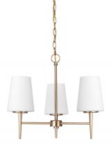 Generation Lighting Seagull 3140403-848 - Driscoll contemporary 3-light indoor dimmable ceiling chandelier pendant light in satin brass gold f