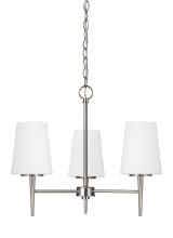 Generation Lighting Seagull 3140403-962 - Driscoll contemporary 3-light indoor dimmable ceiling chandelier pendant light in brushed nickel sil