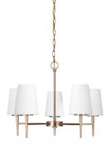Generation Lighting Seagull 3140405-848 - Driscoll contemporary 5-light indoor dimmable ceiling chandelier pendant light in satin brass gold f