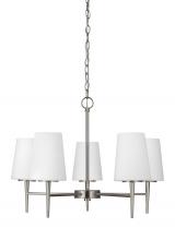 Generation Lighting Seagull 3140405-962 - Driscoll contemporary 5-light indoor dimmable ceiling chandelier pendant light in brushed nickel sil