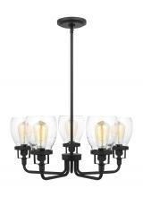 Generation Lighting Seagull 3214505-112 - Belton transitional 5-light indoor dimmable ceiling up chandelier pendant light in midnight black fi