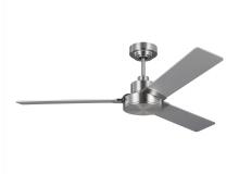 Generation Lighting Seagull 3JVR52BS - Jovie 52" Indoor/Outdoor Brushed Steel Ceiling Fan with Wall Control and Manual Reversible Motor