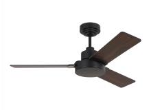 Generation Lighting Seagull 3JVR44MBK - Jovie 44" Indoor/Outdoor Midnight Black Ceiling Fan with Wall Control and Manual Reversible Moto