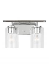 Generation Lighting Seagull 41171-05 - Oslo dimmable 2-light wall bath sconce in a chrome finish with clear seeded glass shade