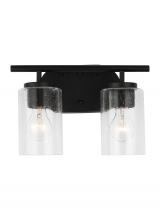 Generation Lighting Seagull 41171-112 - Oslo dimmable 2-light wall bath sconce in a midnight black finish with clear seeded glass shade