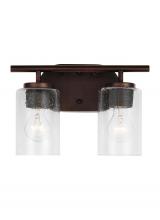 Generation Lighting Seagull 41171-710 - Oslo dimmable 2-light wall bath sconce in a bronze finish with clear seeded glass shade