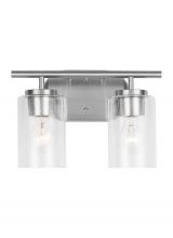 Generation Lighting Seagull 41171-962 - Oslo dimmable 2-light wall bath sconce in a brushed nickel finish with clear seeded glass shade
