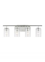 Generation Lighting Seagull 41173-05 - Oslo dimmable 4-light wall bath sconce in a chrome finish with clear seeded glass shade