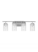 Generation Lighting Seagull 41173-962 - Oslo dimmable 3-light wall bath sconce in a brushed nickel finish with clear seeded glass shade
