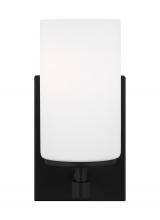 Generation Lighting Seagull 4124601-112 - Alturas indoor dimmable 1-light wall bath sconce in a midnight black finish and etched white glass s