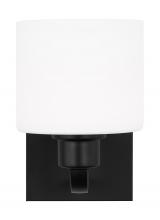 Generation Lighting Seagull 4128801-112 - Canfield indoor dimmable 1-light wall bath sconce in a midnight black finish and etched white glass