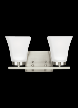 Generation Lighting Seagull 4411602-962 - Bayfield contemporary 2-light indoor dimmable bath vanity wall sconce in brushed nickel silver finis
