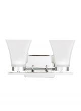 Generation Lighting Seagull 4411602EN3-05 - Bayfield contemporary 2-light LED indoor dimmable bath vanity wall sconce in chrome silver finish wi