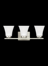 Generation Lighting Seagull 4411603-962 - Bayfield contemporary 3-light indoor dimmable bath vanity wall sconce in brushed nickel silver finis
