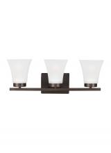 Generation Lighting Seagull 4411603EN3-710 - Bayfield contemporary 3-light LED indoor dimmable bath vanity wall sconce in bronze finish with sati