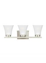 Generation Lighting Seagull 4411603EN3-962 - Bayfield contemporary 3-light LED indoor dimmable bath vanity wall sconce in brushed nickel silver f