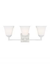 Generation Lighting Seagull 4413703-962 - Ellis Harper classic 3-light indoor dimmable bath vanity wall sconce in brushed nickel silver finish