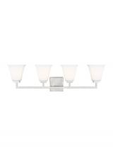 Generation Lighting Seagull 4413704-962 - Ellis Harper classic 4-light indoor dimmable bath vanity wall sconce in brushed nickel silver finish
