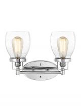Generation Lighting Seagull 4414502-05 - Belton transitional 2-light indoor dimmable bath vanity wall sconce in chrome silver finish with cle
