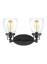 Generation Lighting Seagull 4414502-112 - Belton transitional 2-light indoor dimmable bath vanity wall sconce in midnight black finish with cl