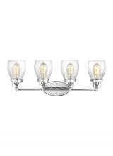 Generation Lighting Seagull 4414504-05 - Belton transitional 4-light indoor dimmable bath vanity wall sconce in chrome silver finish with cle