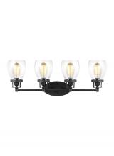 Generation Lighting Seagull 4414504-112 - Belton transitional 4-light indoor dimmable bath vanity wall sconce in midnight black finish with cl