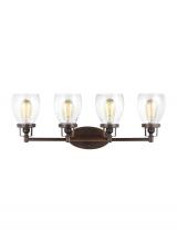 Generation Lighting Seagull 4414504-710 - Belton transitional 4-light indoor dimmable bath vanity wall sconce in bronze finish with clear seed