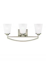 Generation Lighting Seagull 4424503-962 - Hanford traditional 3-light indoor dimmable bath vanity wall sconce in brushed nickel silver finish