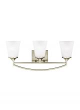 Generation Lighting Seagull 4424503EN3-962 - Hanford traditional 3-light LED indoor dimmable bath vanity wall sconce in brushed nickel silver fin