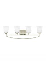 Generation Lighting Seagull 4424504EN3-962 - Hanford traditional 4-light LED indoor dimmable bath vanity wall sconce in brushed nickel silver fin