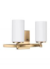 Generation Lighting Seagull 4424602-848 - Alturas contemporary 2-light indoor dimmable bath vanity wall sconce in satin brass gold finish with