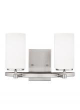 Generation Lighting Seagull 4424602-962 - Alturas contemporary 2-light indoor dimmable bath vanity wall sconce in brushed nickel silver finish