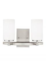 Generation Lighting Seagull 4424602EN3-962 - Alturas contemporary 2-light LED indoor dimmable bath vanity wall sconce in brushed nickel silver fi