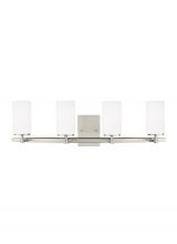 Generation Lighting Seagull 4424604EN3-962 - Alturas contemporary 4-light LED indoor dimmable bath vanity wall sconce in brushed nickel silver fi