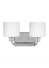 Generation Lighting Seagull 4428802-05 - Canfield modern 2-light indoor dimmable bath vanity wall sconce in chrome silver finish with etched