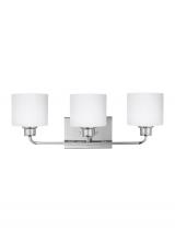 Generation Lighting Seagull 4428803-05 - Canfield modern 3-light indoor dimmable bath vanity wall sconce in chrome silver finish with etched