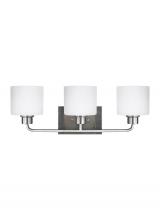 Generation Lighting Seagull 4428803EN3-962 - Canfield modern 3-light LED indoor dimmable bath vanity wall sconce in brushed nickel silver finish