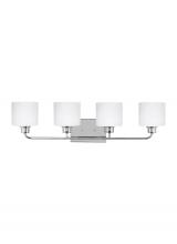 Generation Lighting Seagull 4428804-05 - Canfield modern 4-light indoor dimmable bath vanity wall sconce in chrome silver finish with etched
