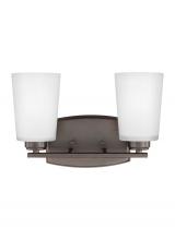 Generation Lighting Seagull 4428902-710 - Franport transitional 2-light indoor dimmable bath vanity wall sconce in bronze finish with etched w