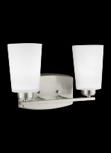 Generation Lighting Seagull 4428902-962 - Franport transitional 2-light indoor dimmable bath vanity wall sconce in brushed nickel silver finis